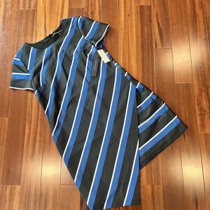 New NWT Cynthia Steffe Blue Black Dress Striped Short Sleeve Menswear Print Sz 6